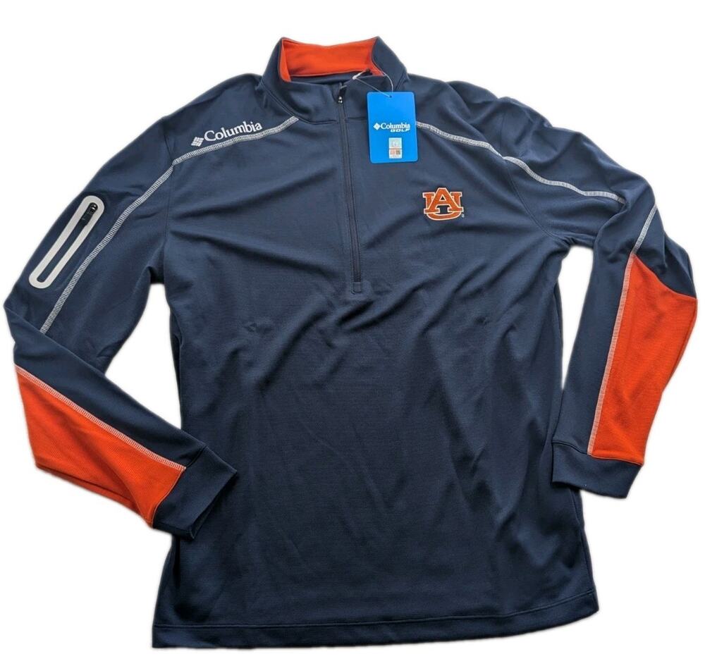 Columbia Golf 1/4 Zip Pullover Mens Medium Auburn Tigers Omni-Wick 2.0 Decorate